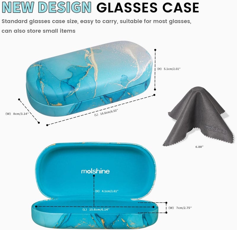 molshine Hard Shell Sunglasses Case,Classic Large Glasses Case for Women Men,Sunglass Eyeglasses - Image 2